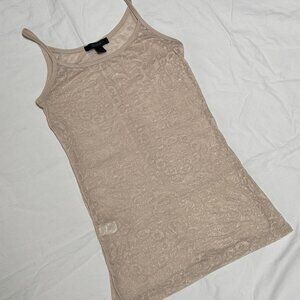 Y2K Express Sheer Burnout Metallic Print Pattern Golden Tank Top Cami Camisole